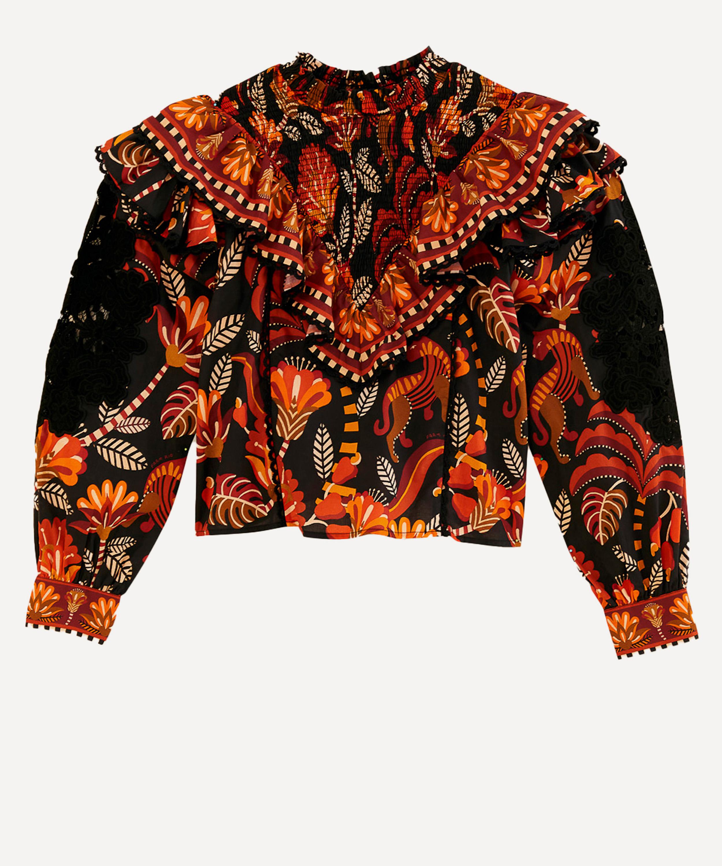 FARM Rio - Red Nature Beauty Lace Blouse image number 0