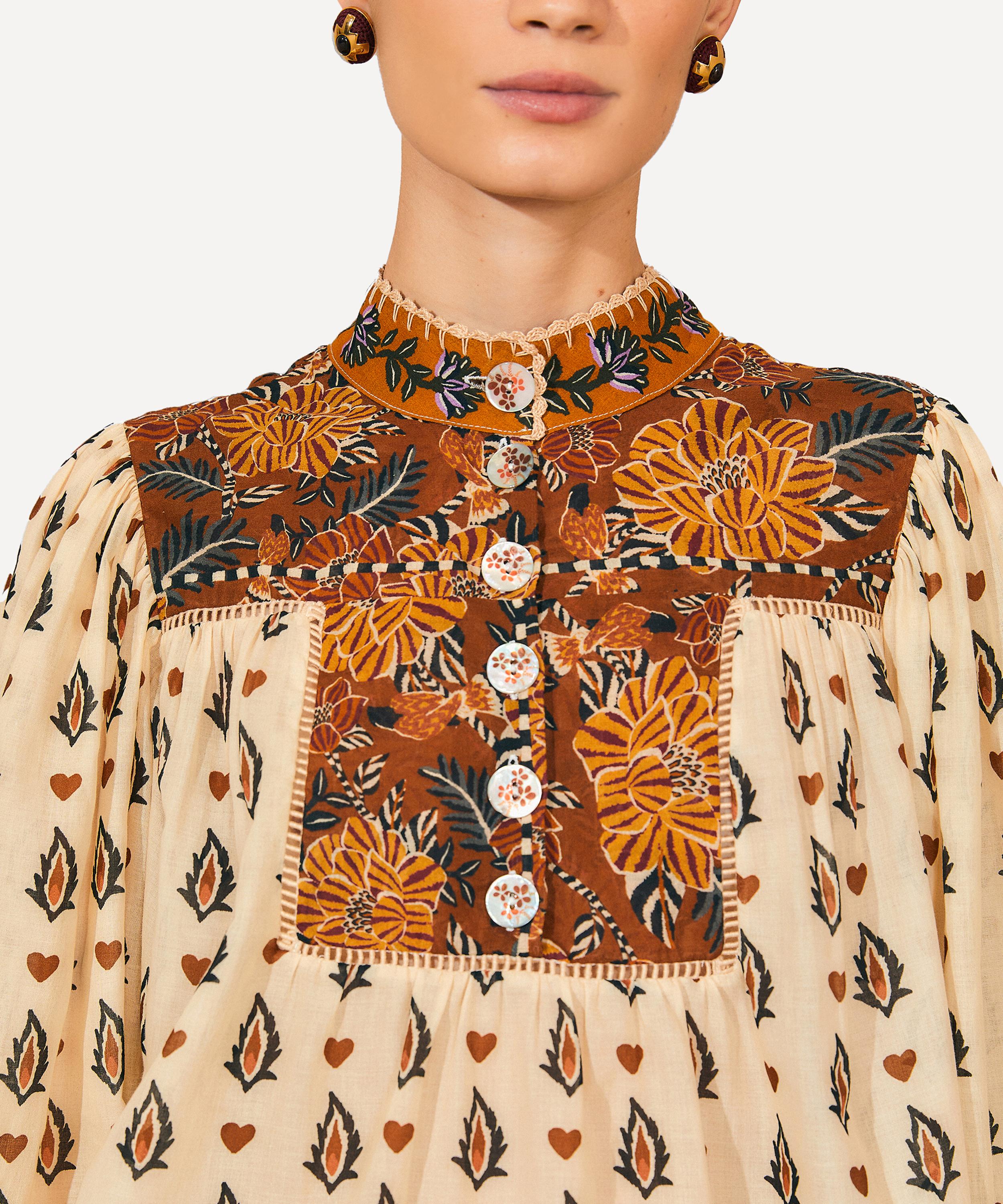 FARM Rio - Beige Ainika Flora Long-Sleeve Blouse image number 3