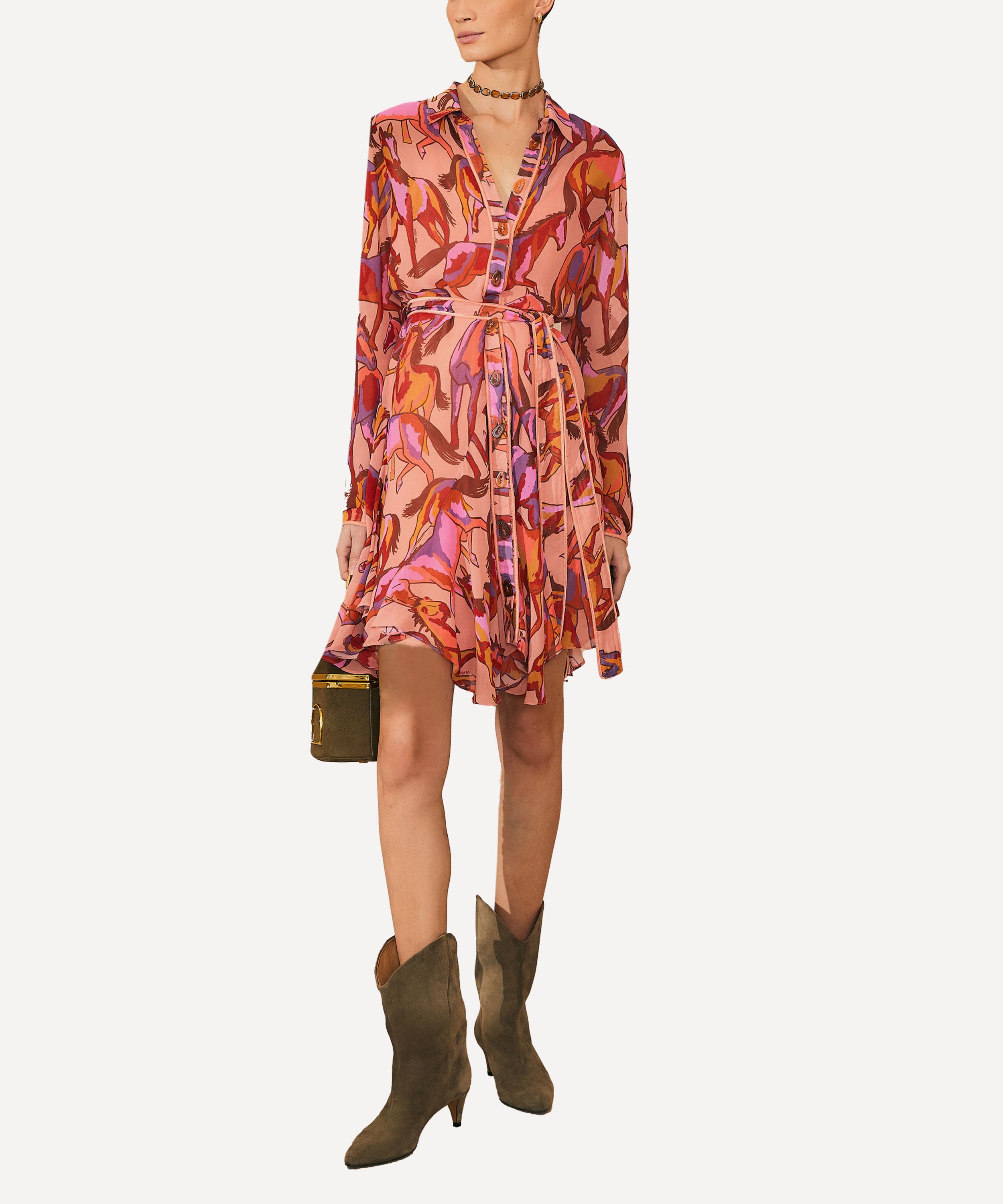 FARM Rio - Rose Wild Horses Long Sleeve Mini-Dress image number 1