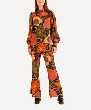 FARM Rio - Multicolour Vintage Garden Satin Blouse Flared Trousers image number 1