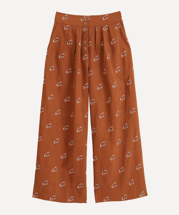FARM Rio - Caramel Embroidered Horses Trousers image number null