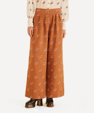FARM Rio - Caramel Embroidered Horses Trousers image number 3