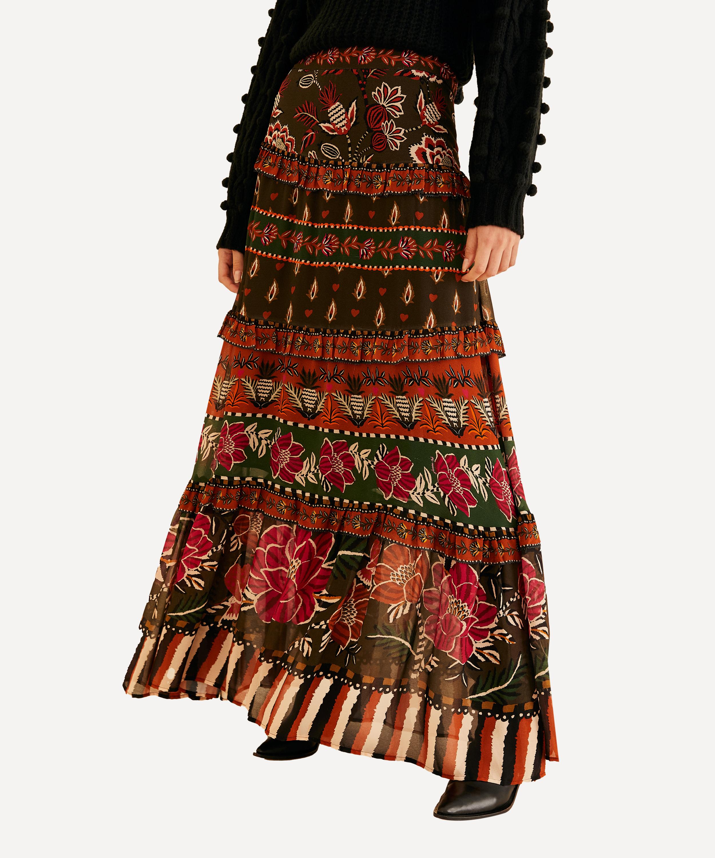 FARM Rio - Multicolour Ainika Floral Garden Tiered Maxi Skirt image number 3