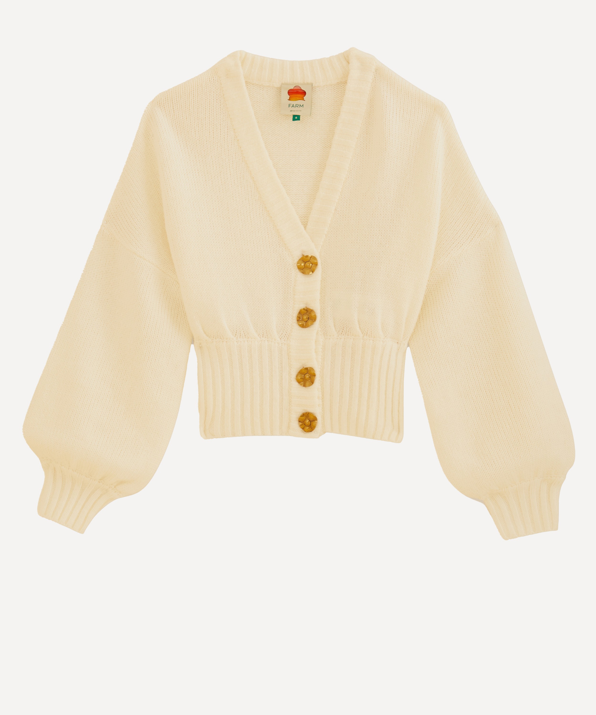 FARM Rio - Off-White Bubble Knit Cardigan image number 0