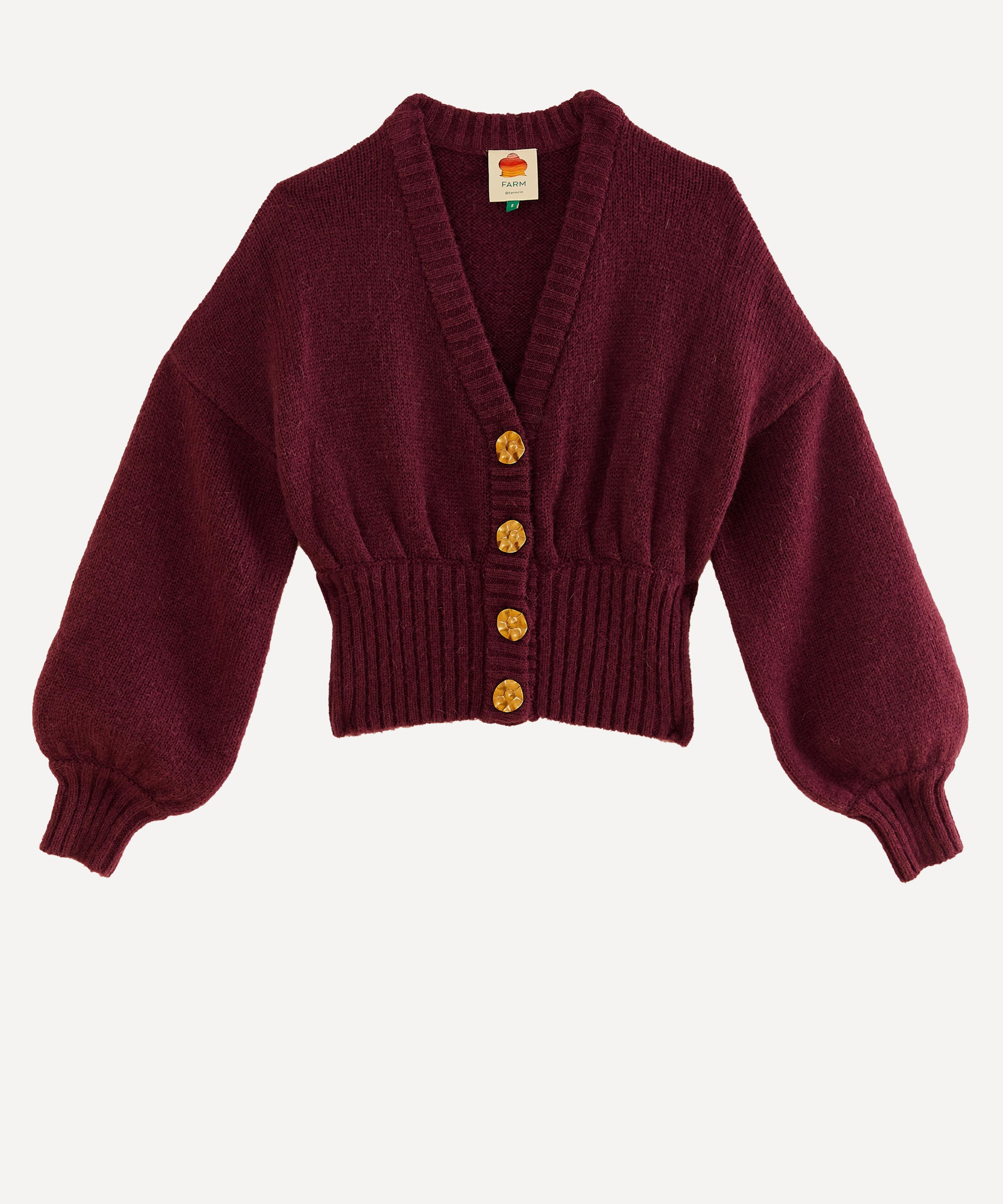 FARM Rio - Burgundy Bubble Knit Cardigan image number 0