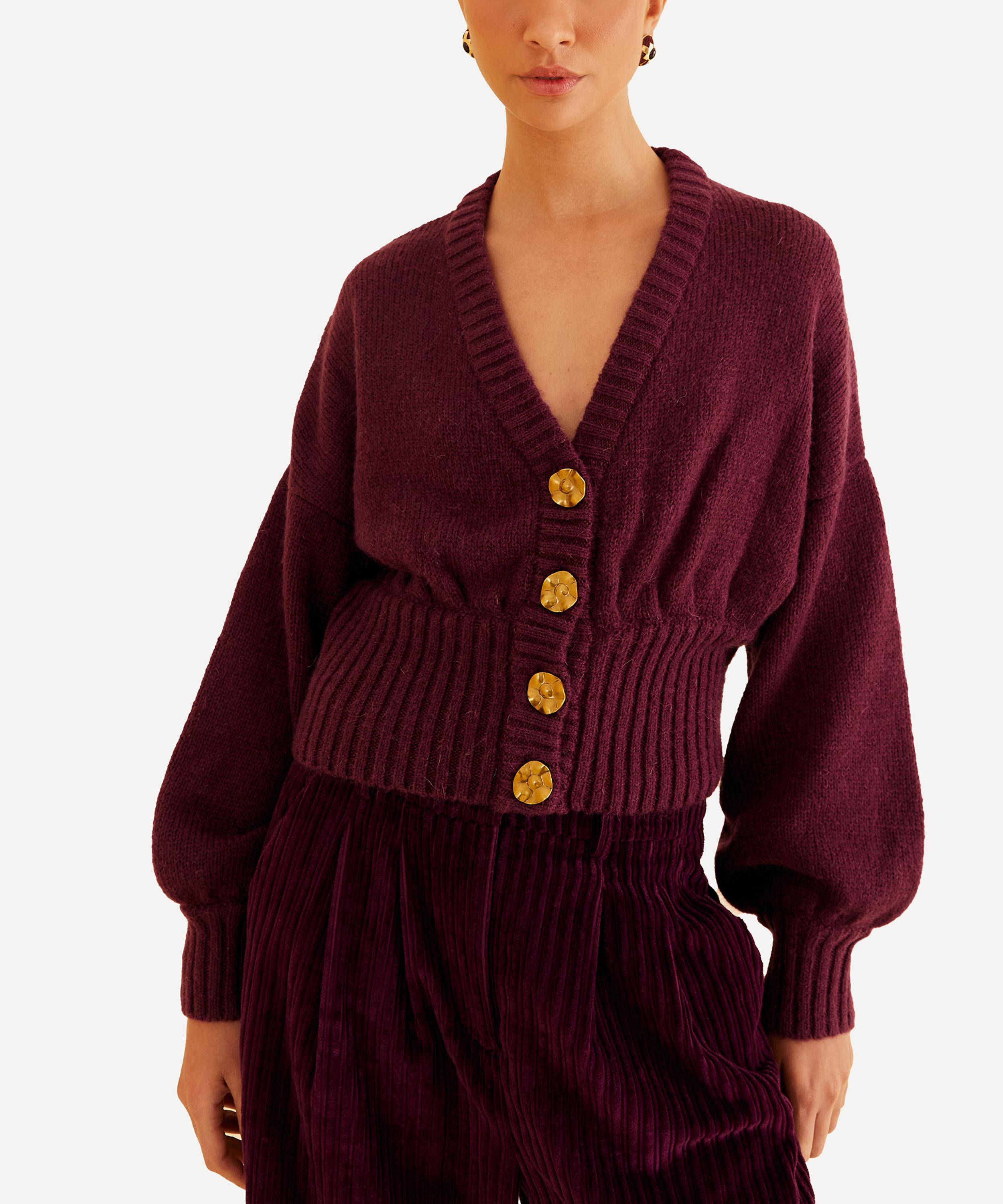 FARM Rio - Burgundy Bubble Knit Cardigan image number 1