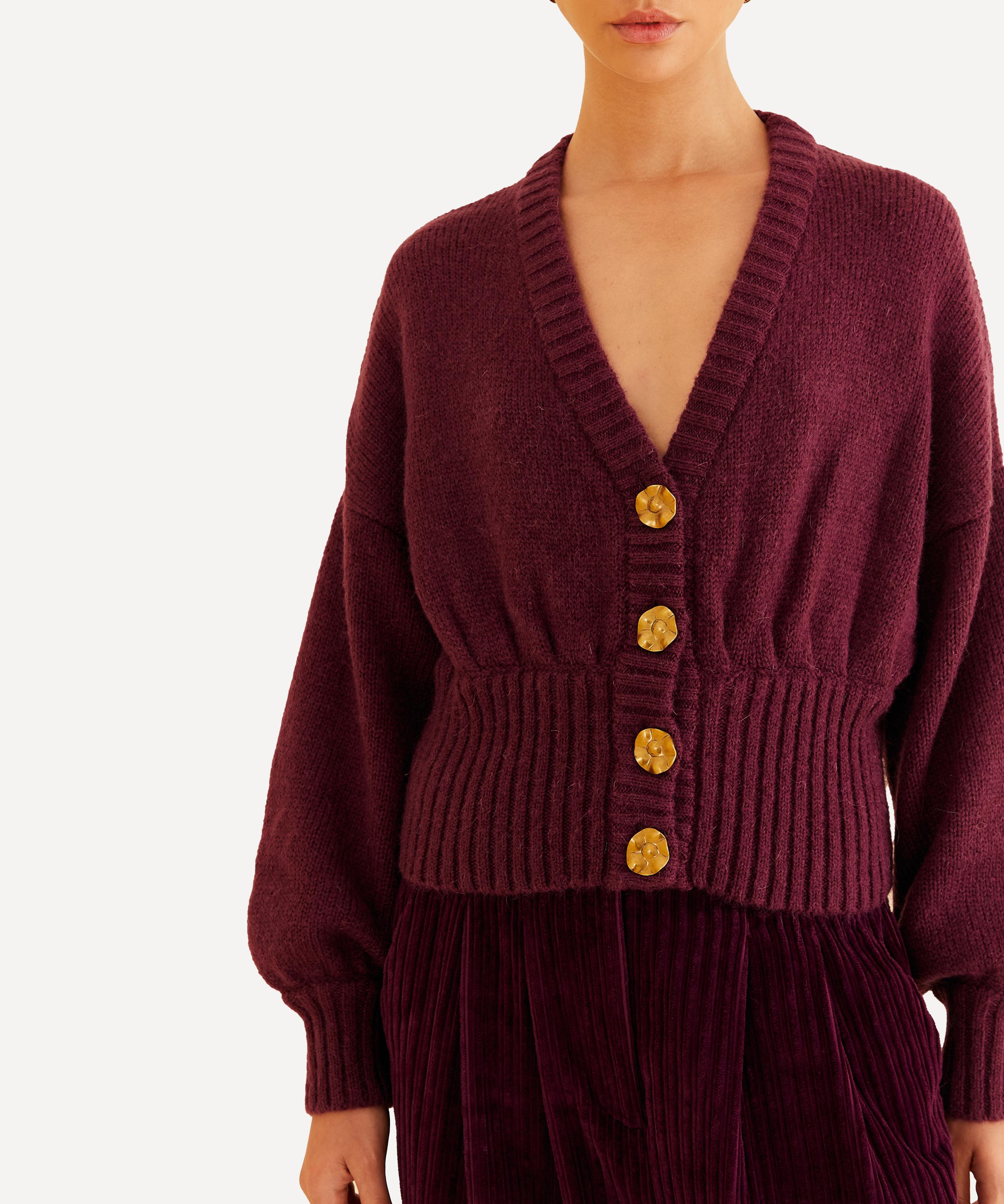 FARM Rio - Burgundy Bubble Knit Cardigan image number 3