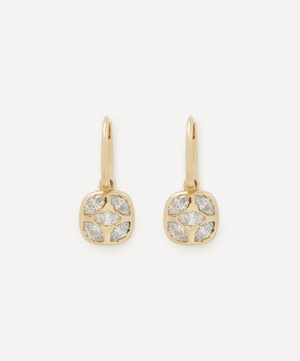 Liberty - 9ct Gold Aragon Flat Diamond Huggie Hoop Earrings image number null