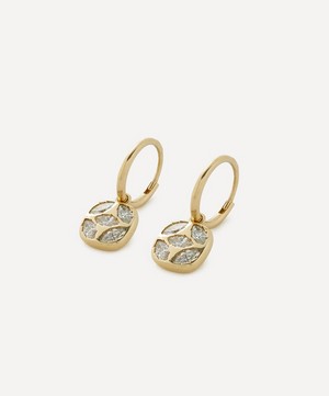 Liberty - 9ct Gold Aragon Flat Diamond Huggie Hoop Earrings image number 2