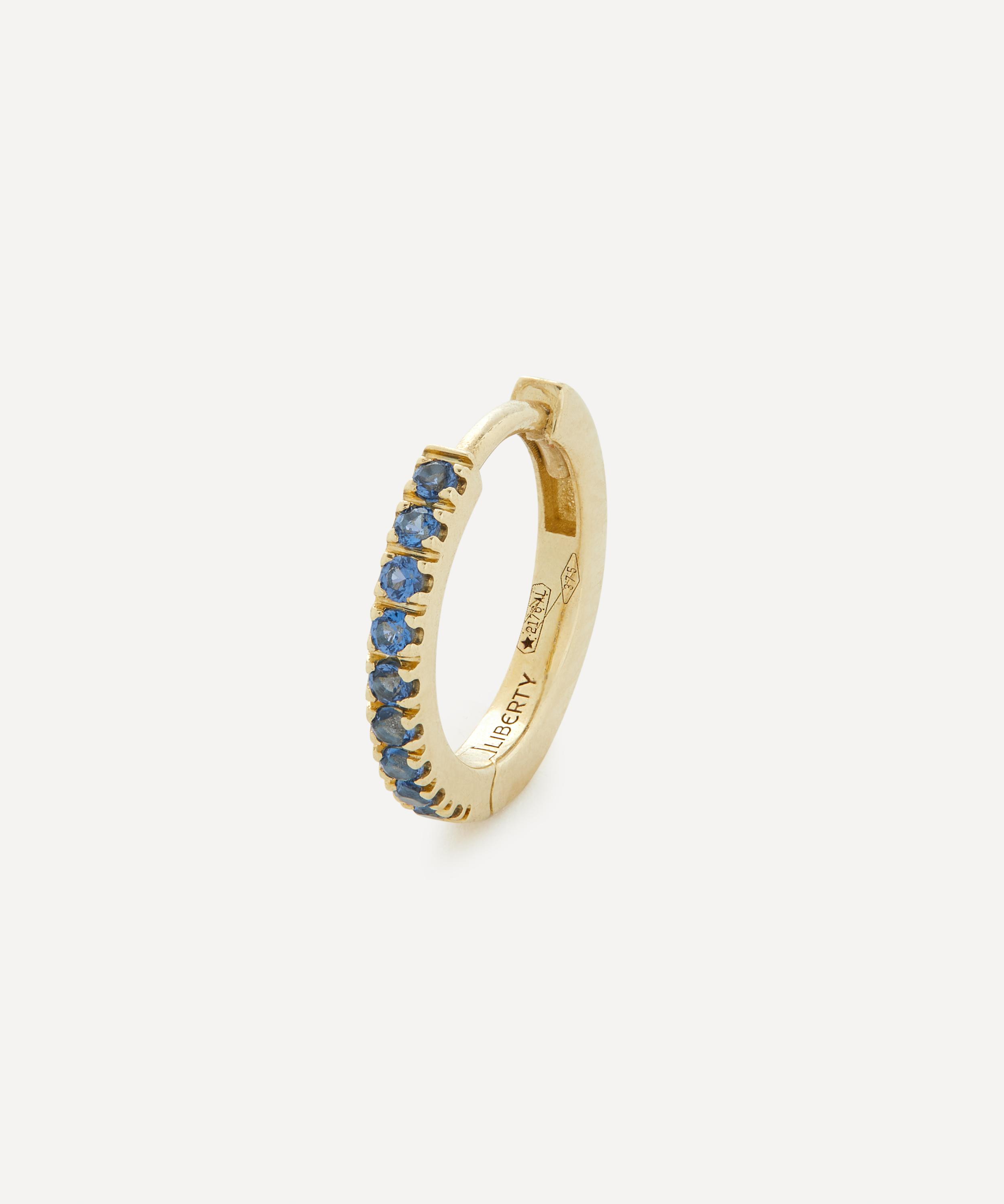 Liberty - 9ct Gold Blue Sapphire Rainbow Mini Creole Single Hoop Earring