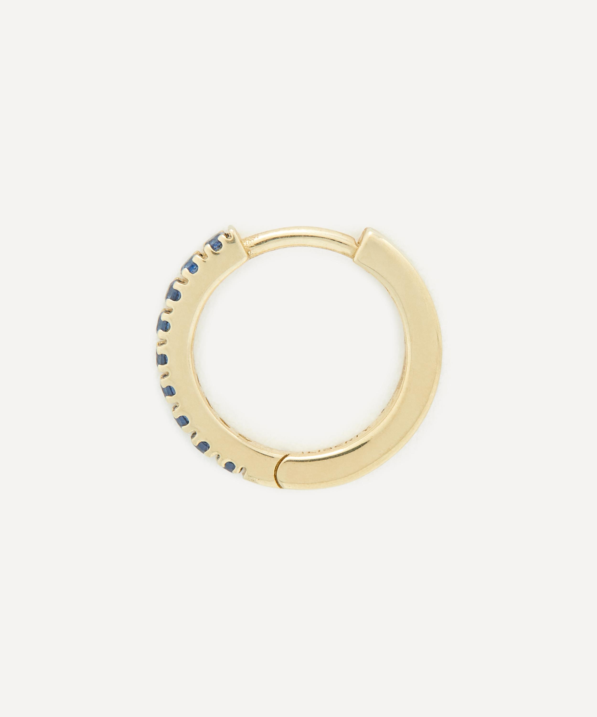 Liberty - 9ct Gold Blue Sapphire Rainbow Mini Creole Single Hoop Earring image number 2