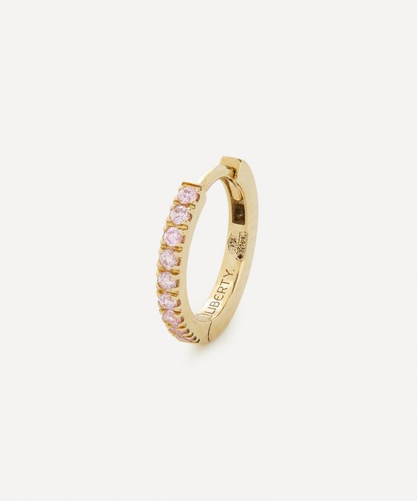 Liberty - 9ct Gold Pink Sapphire Rainbow Mini Creole Single Hoop Earring image number null