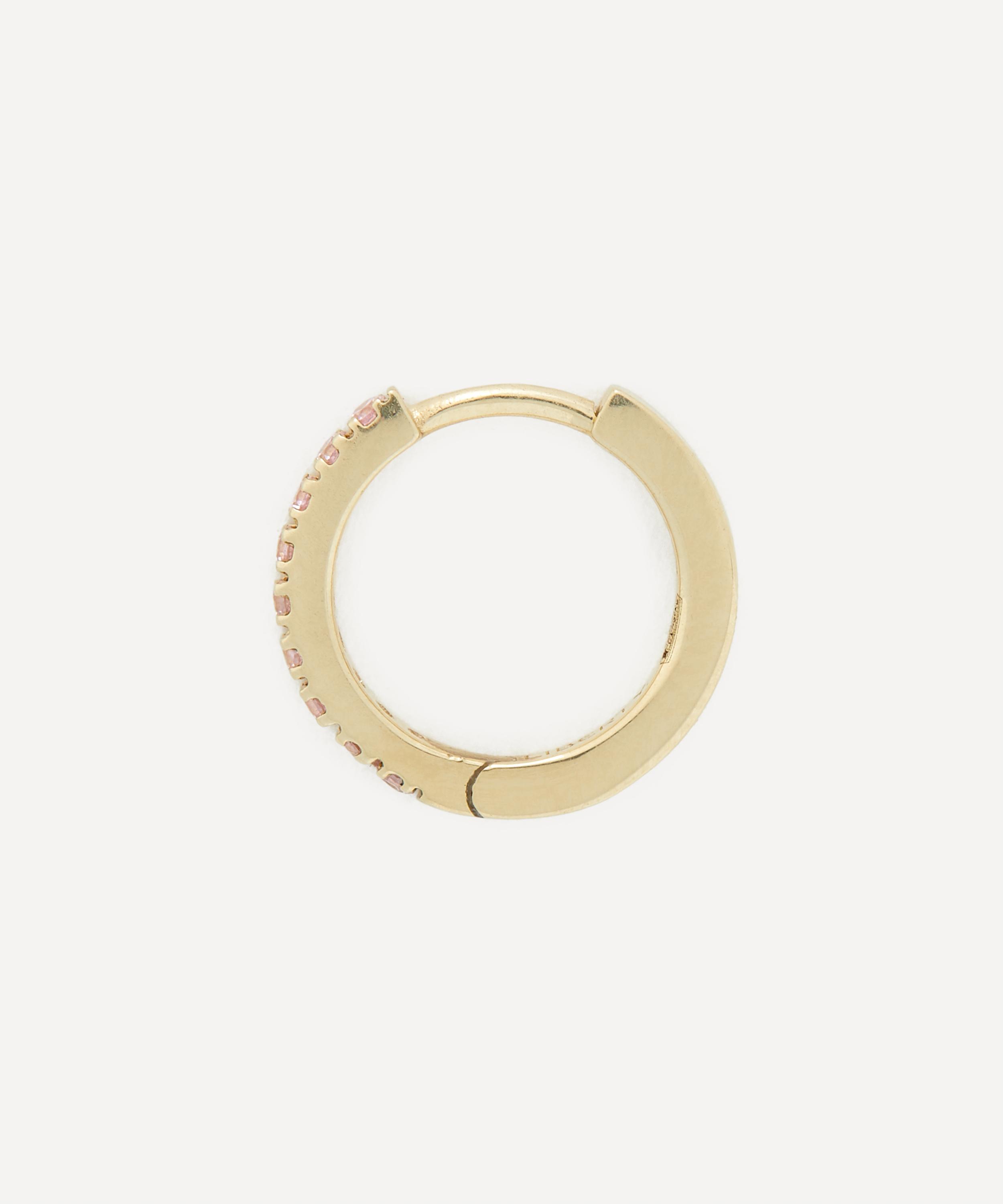 Liberty - 9ct Gold Pink Sapphire Rainbow Mini Creole Single Hoop Earring image number 2