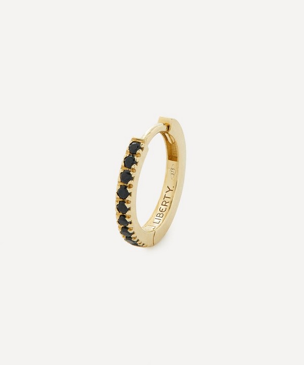 Liberty - 9ct Gold Black Spinel Rainbow Mini Creole Single Hoop Earring image number null