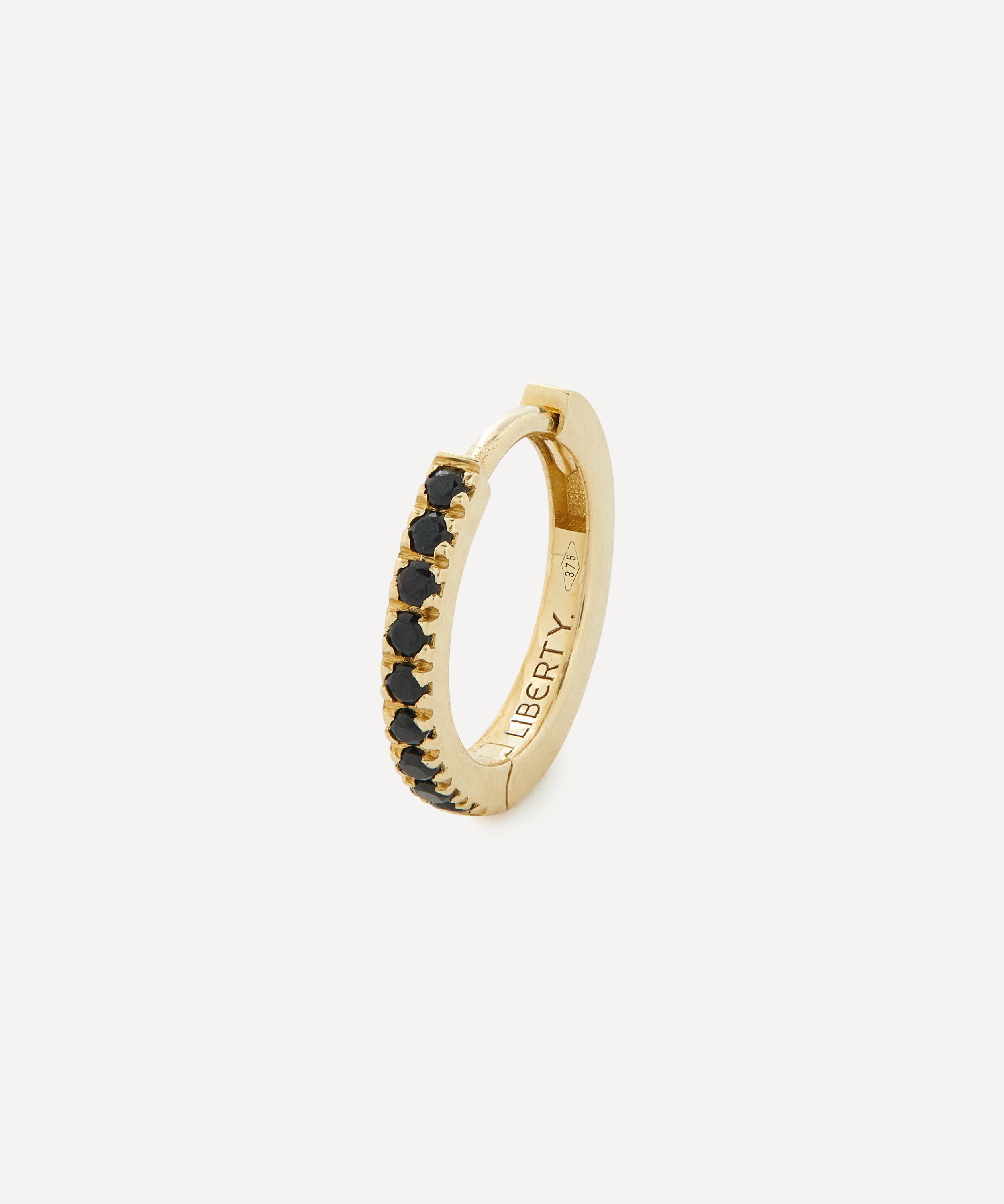 Liberty - 9ct Gold Black Spinel Rainbow Mini Creole Single Hoop Earring