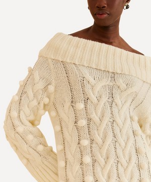 FARM Rio - Off-White Braided Midi Sweater Dress image number 3