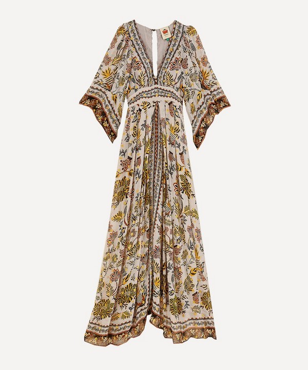 FARM Rio - Silver Floral Tapestry Maxi-Dress image number null