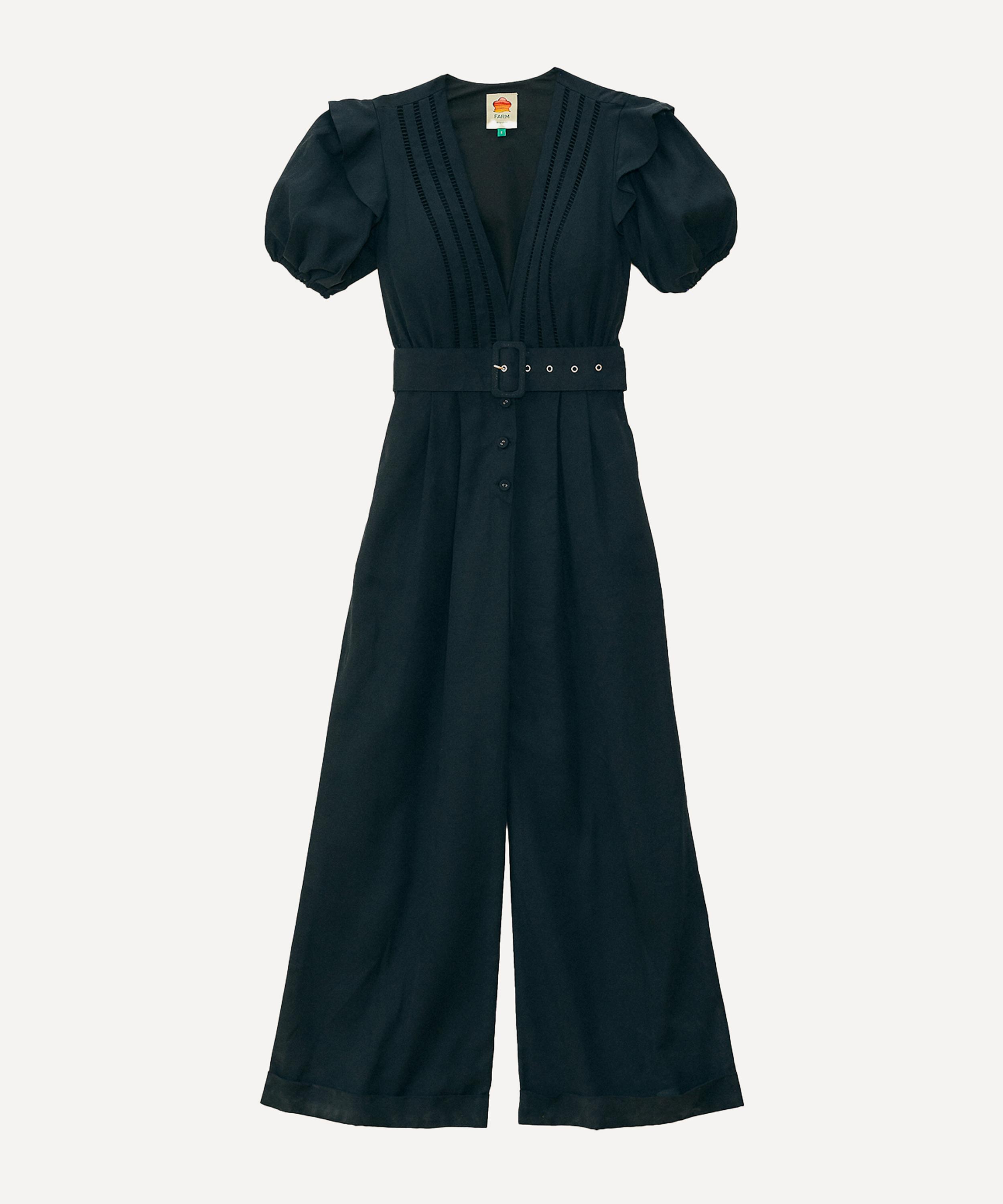 FARM Rio - Black Pleated Short-Sleeve Jumpsuit image number 0