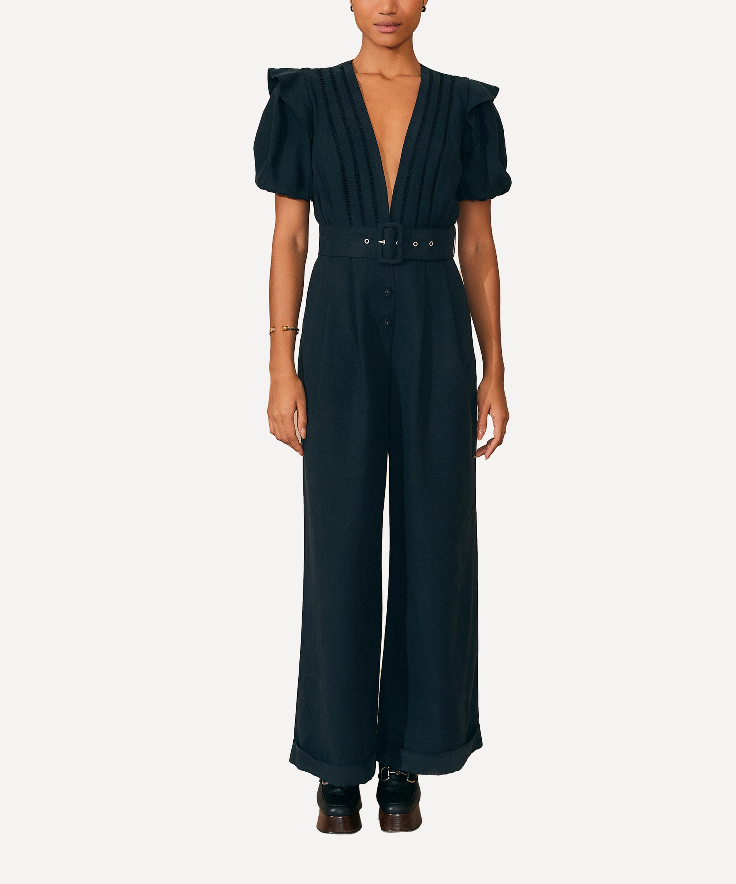 FARM Rio - Black Pleated Short-Sleeve Jumpsuit image number 1