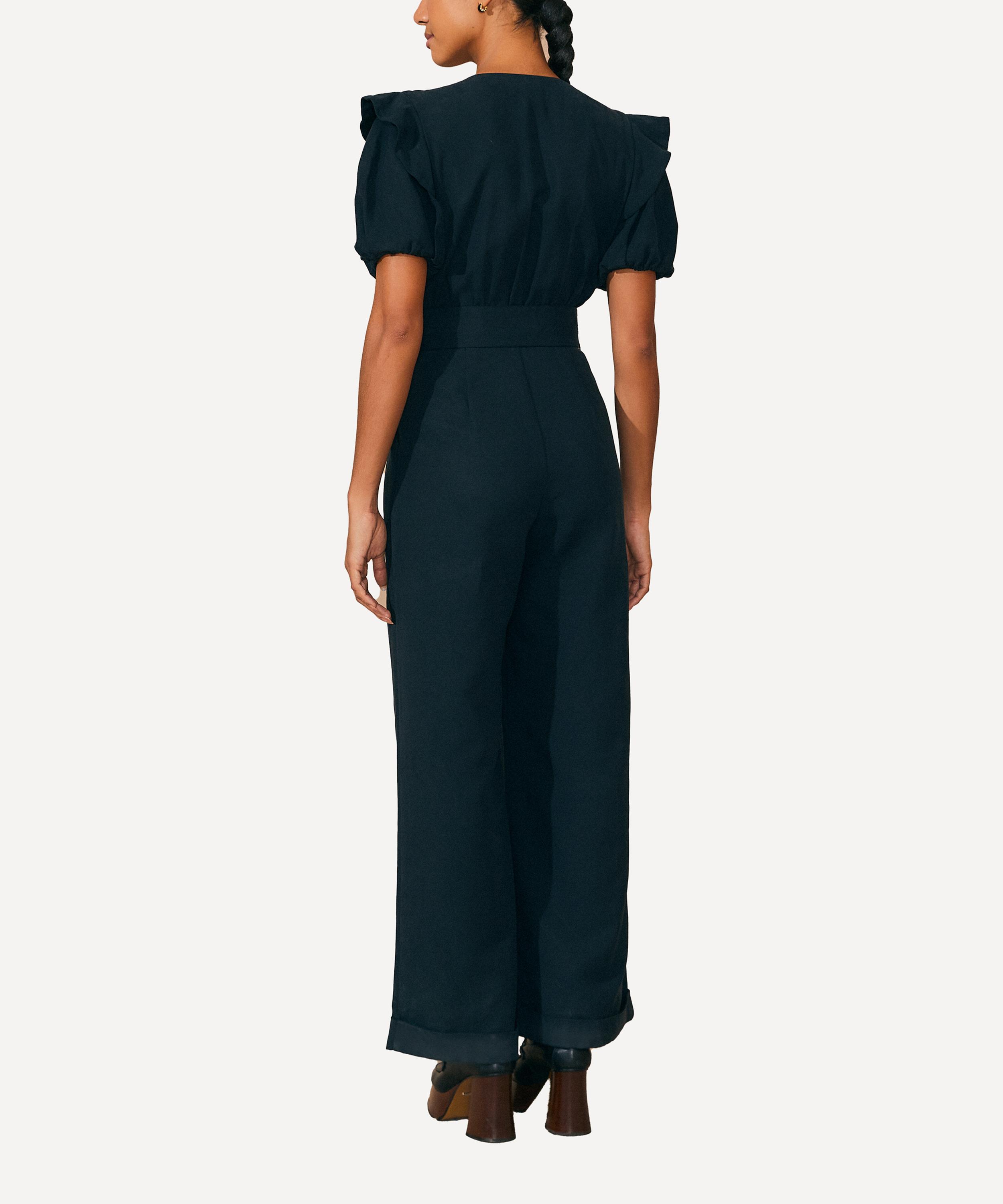 FARM Rio - Black Pleated Short-Sleeve Jumpsuit image number 2