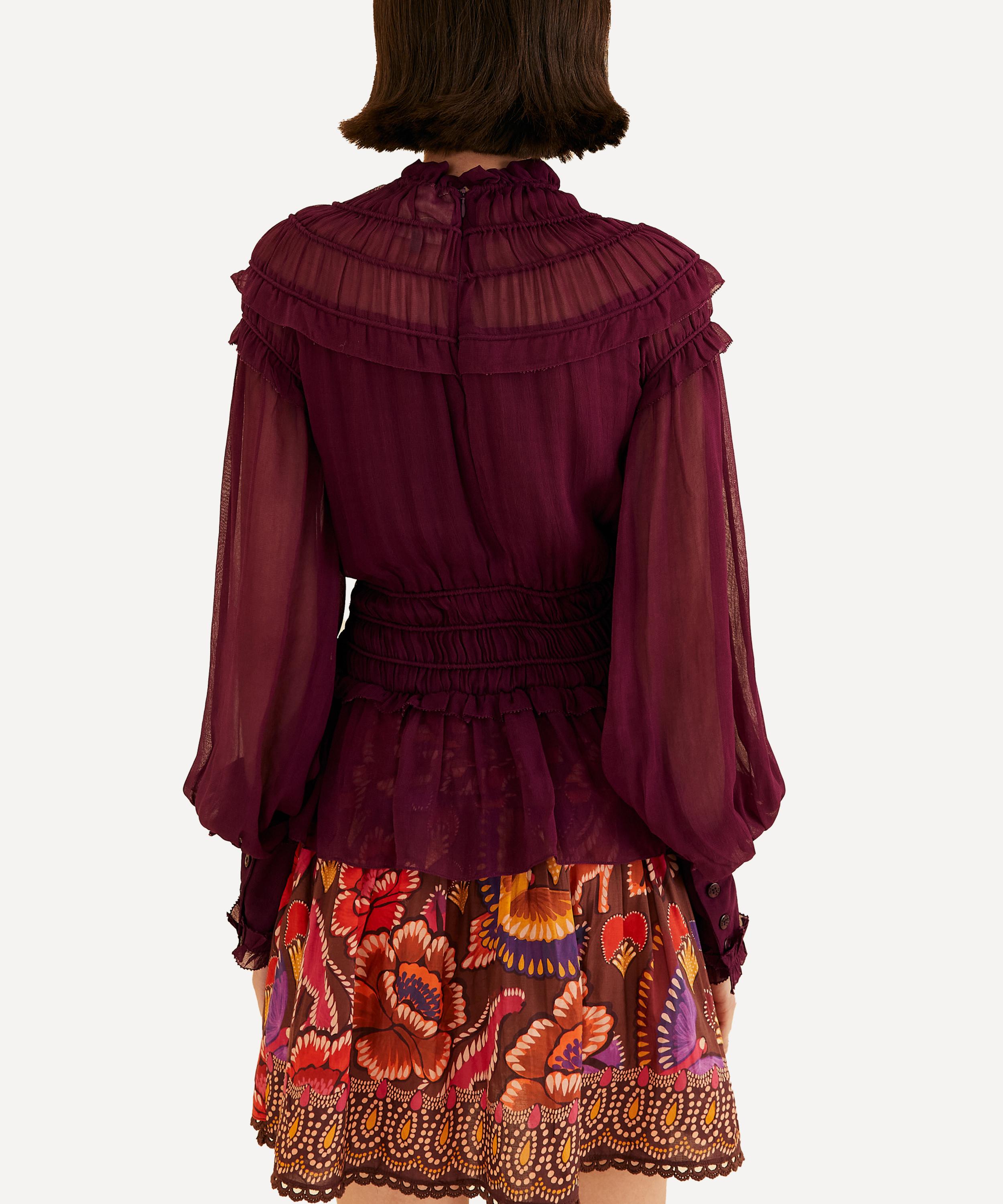 FARM Rio - Burgundy Ruffled Blouse  image number 2