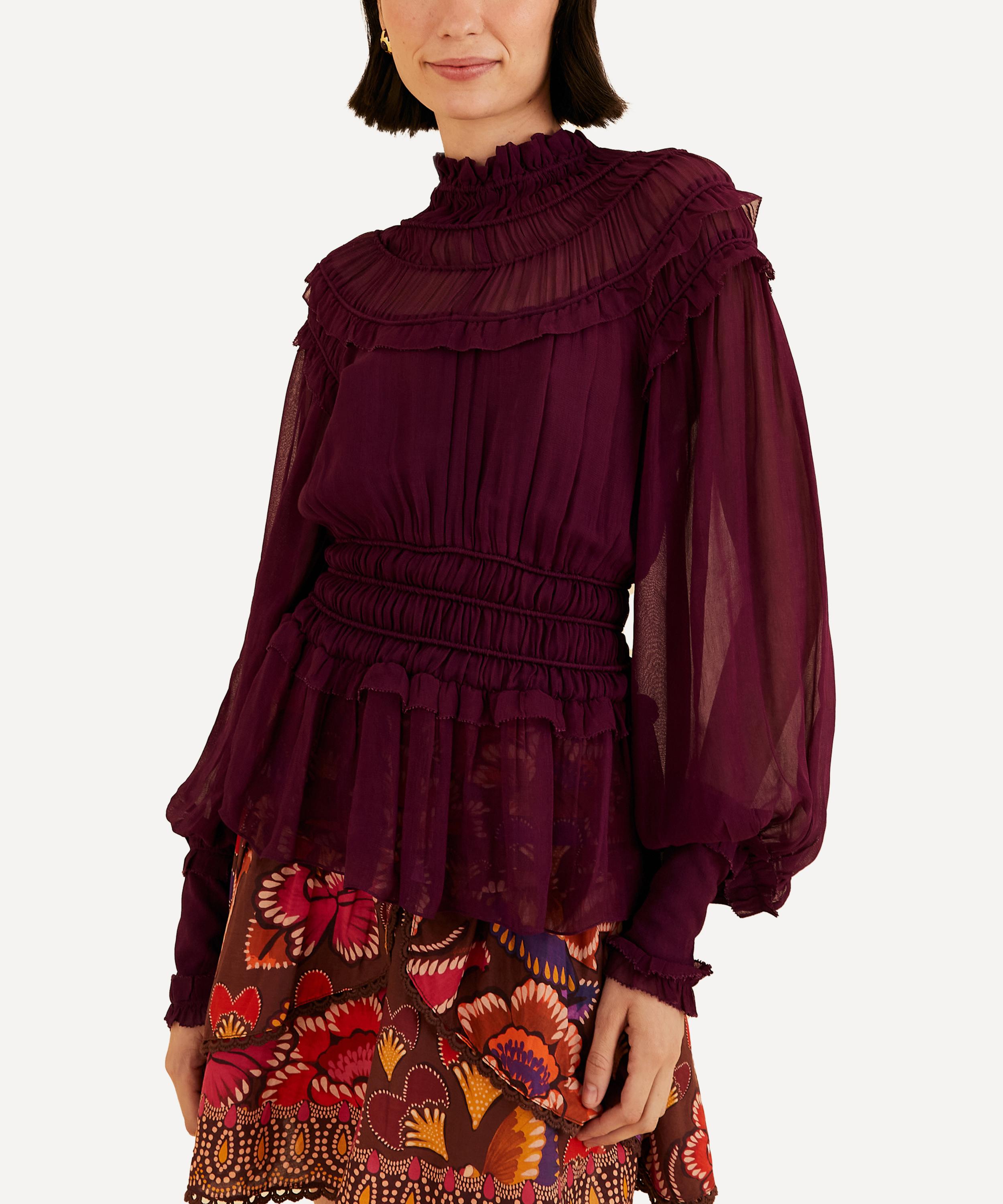 FARM Rio - Burgundy Ruffled Blouse  image number 3