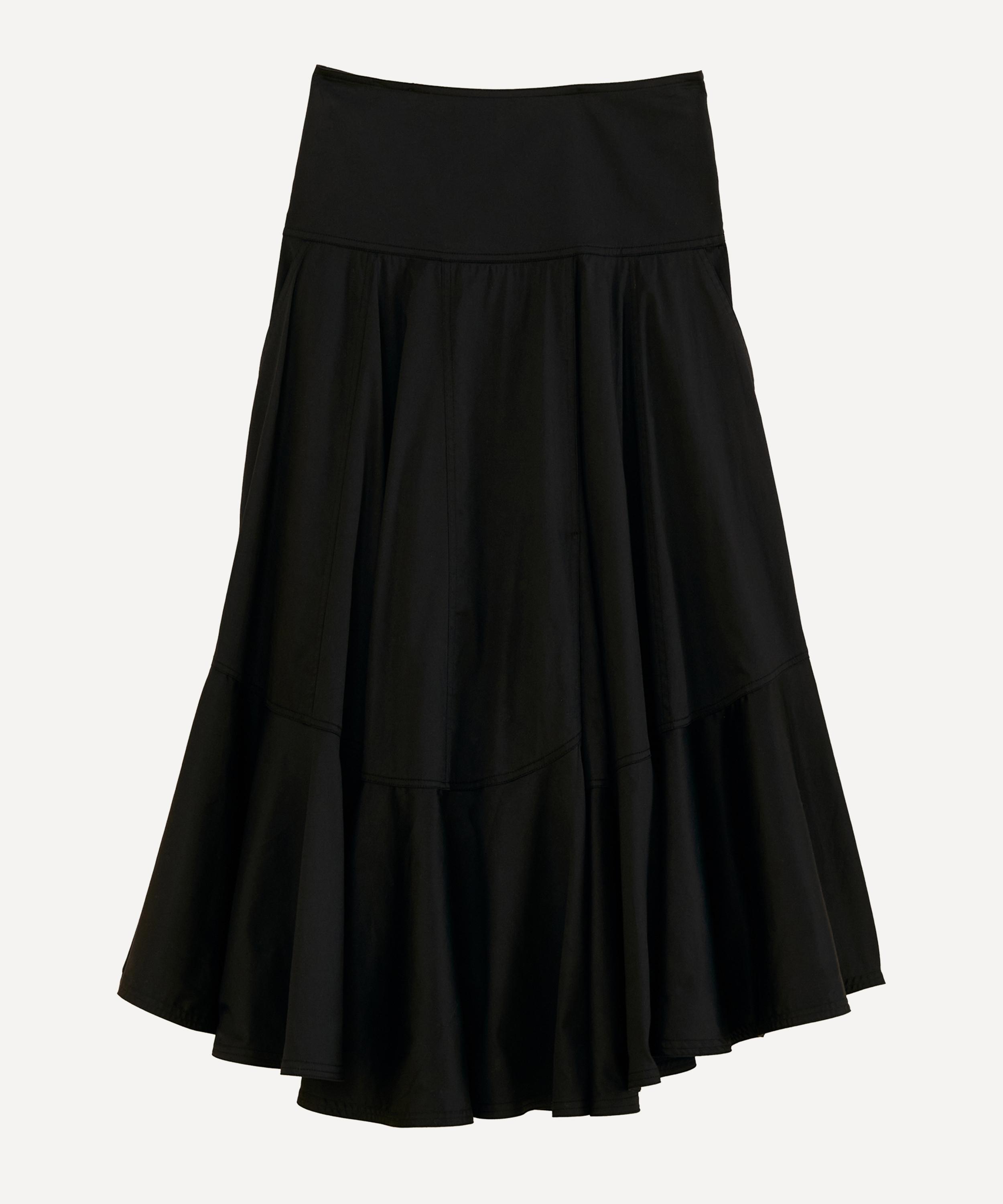 FARM Rio Black Ruffle Midi-Skirt | Liberty