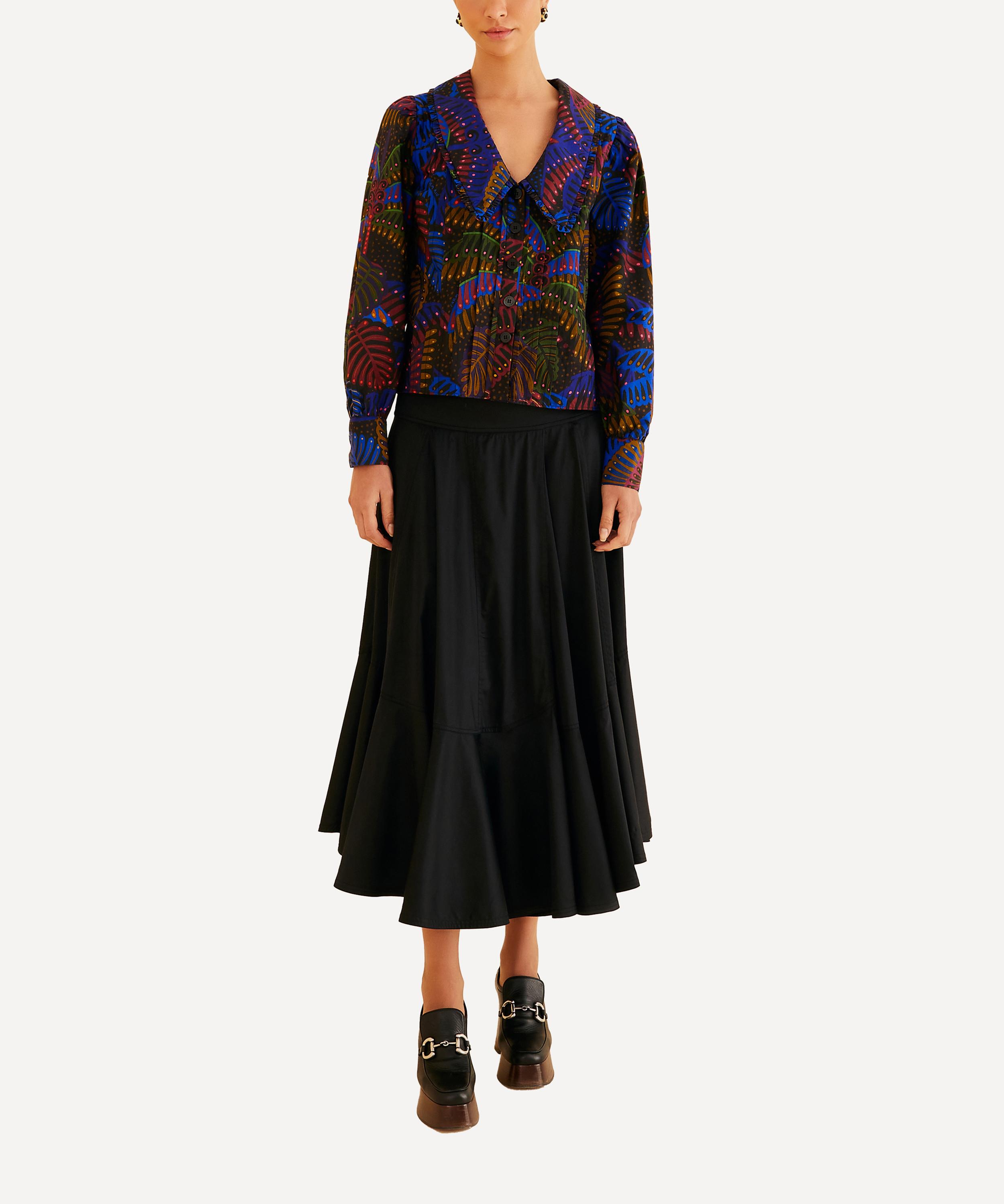 FARM Rio - Black Ruffle Midi-Skirt image number 1