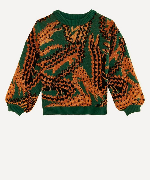 FARM Rio - Green Croco Knit Jumper image number null