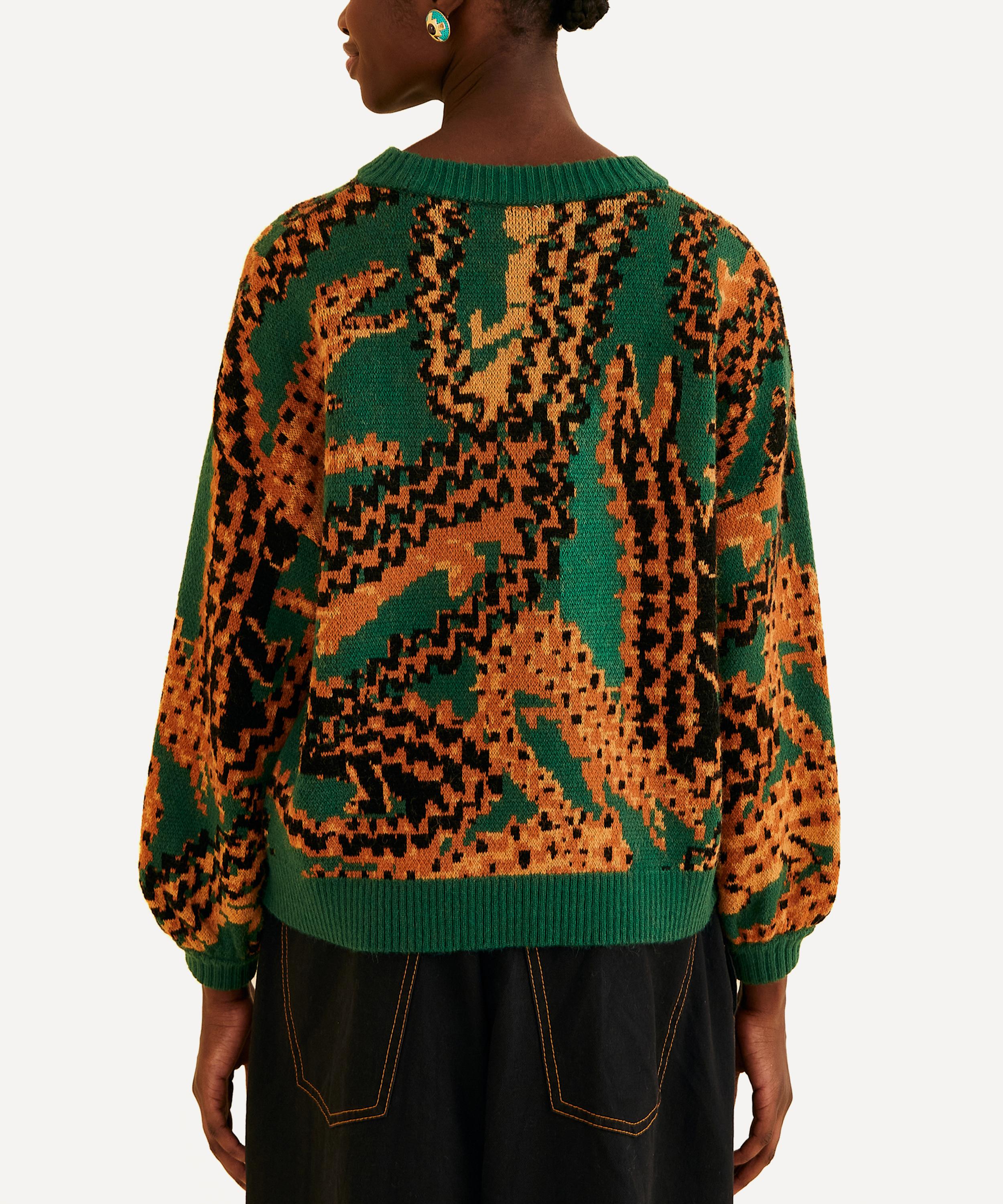 FARM Rio - Green Croco Knit Jumper image number 2