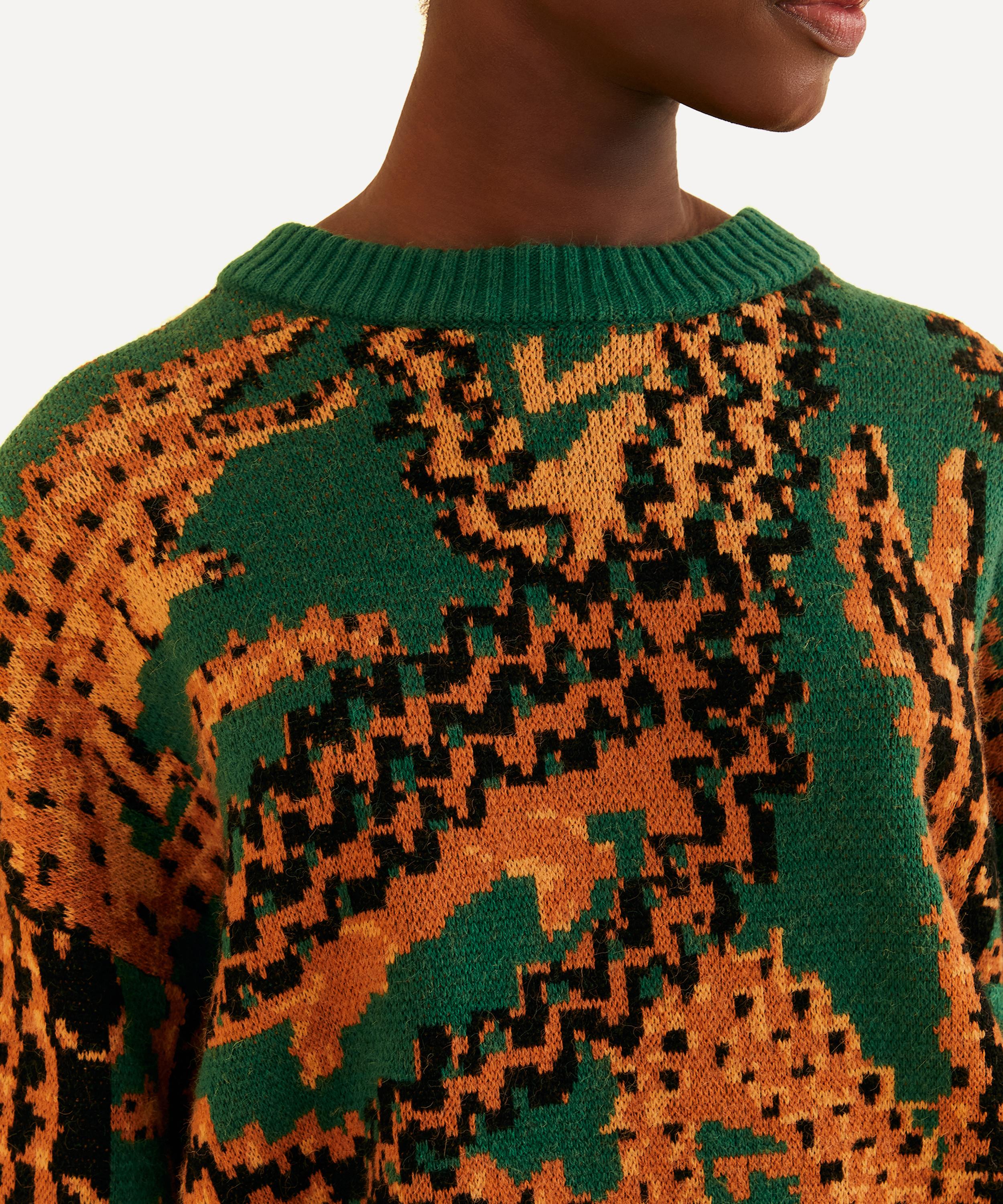 FARM Rio - Green Croco Knit Jumper image number 3