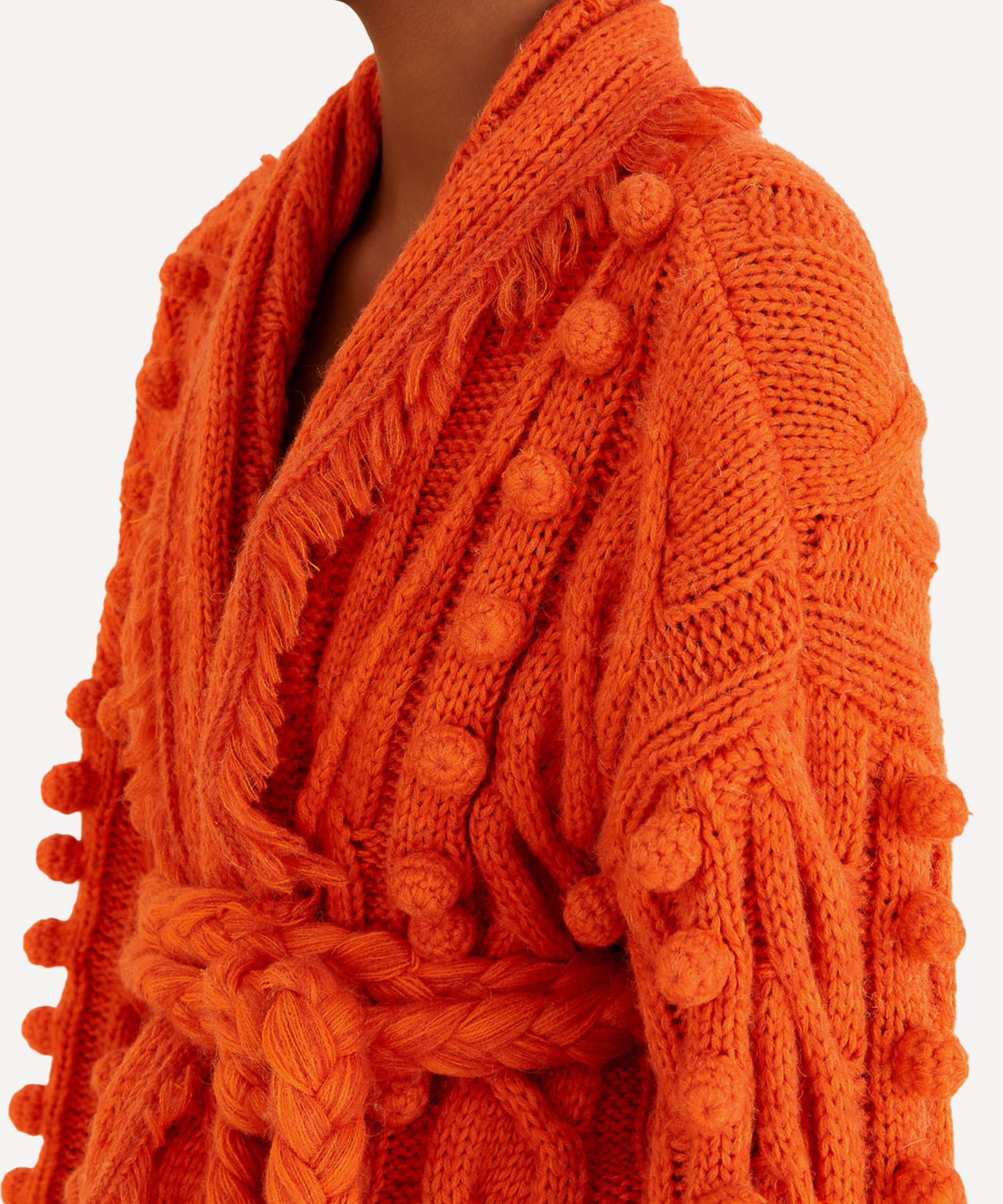 FARM Rio Orange Braided Knit Cardigan