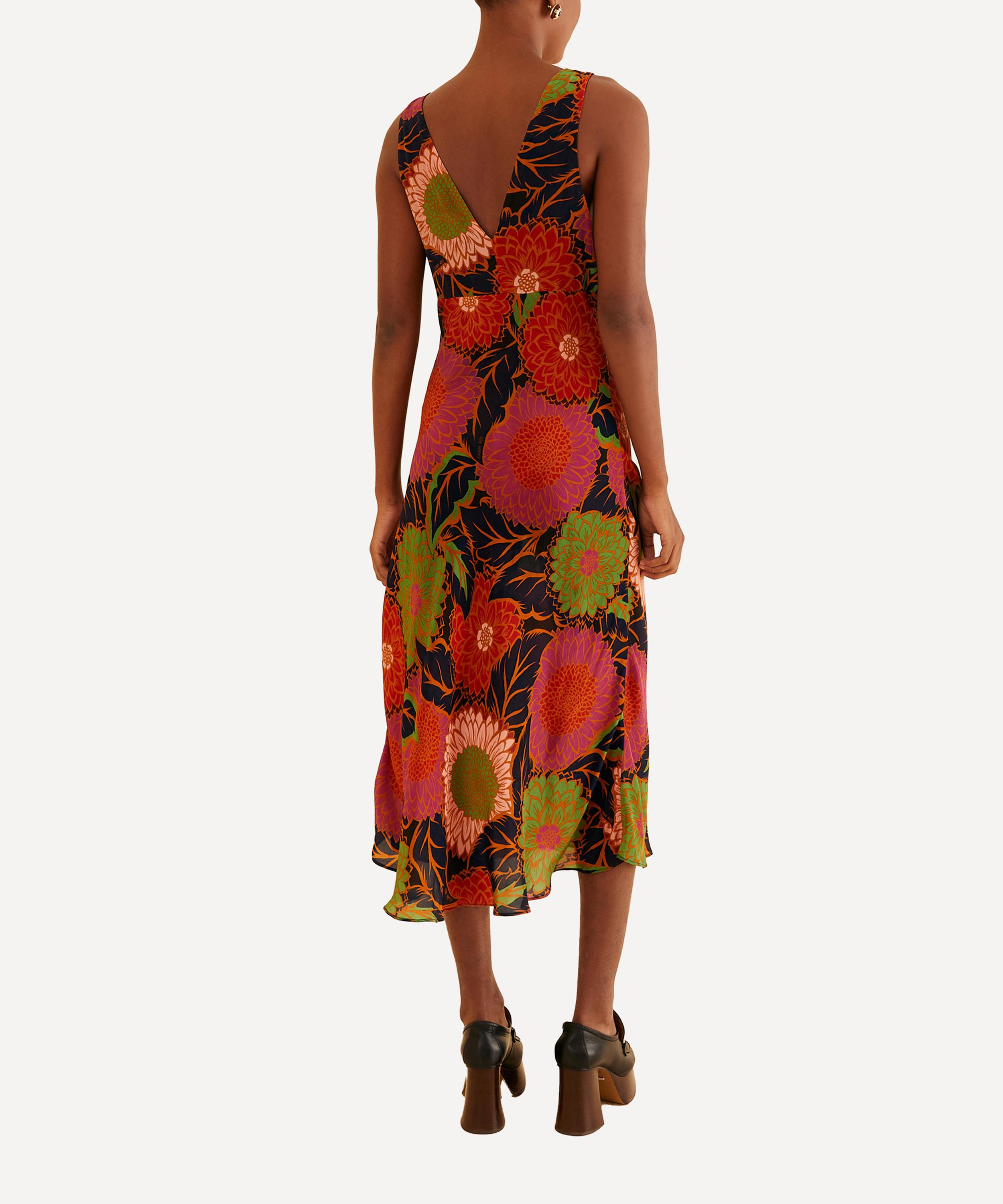 FARM Rio - Black Vintage Garden Sleeveless Midi-Dress image number 2