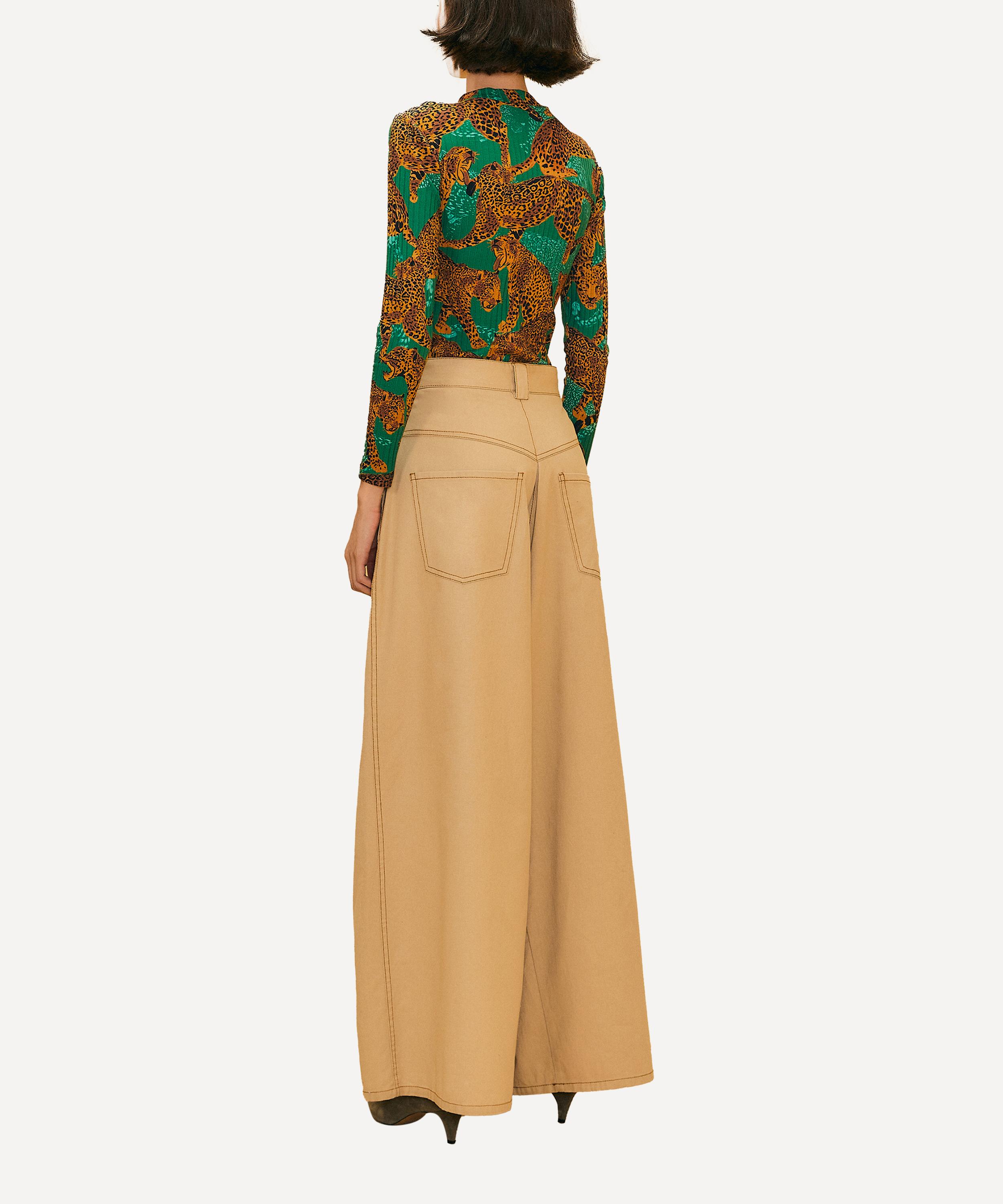 Khaki Low Waisted Pleated Pants