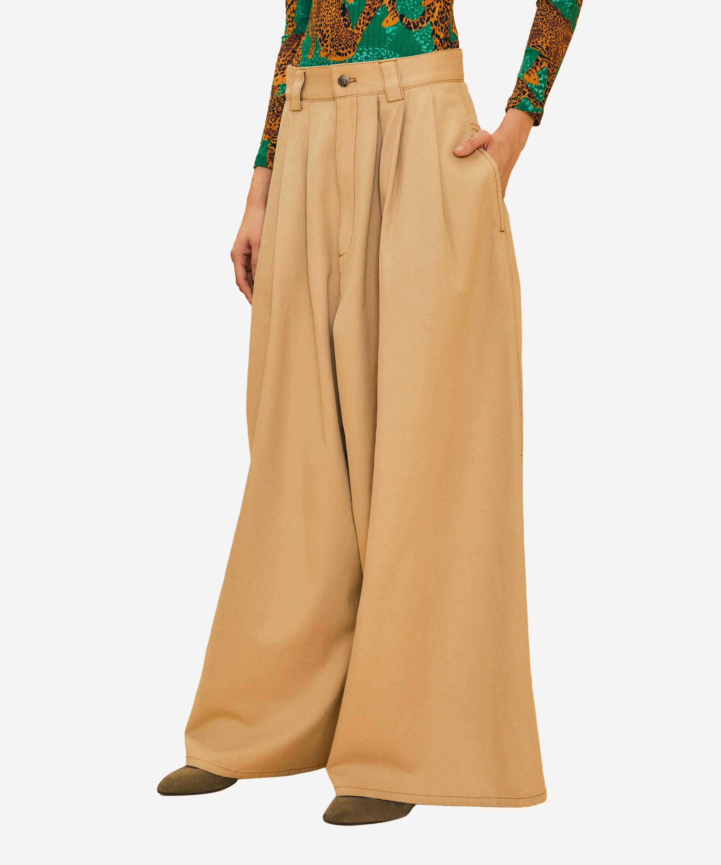 FARM Rio Khaki Low Waisted Pleated Trousers