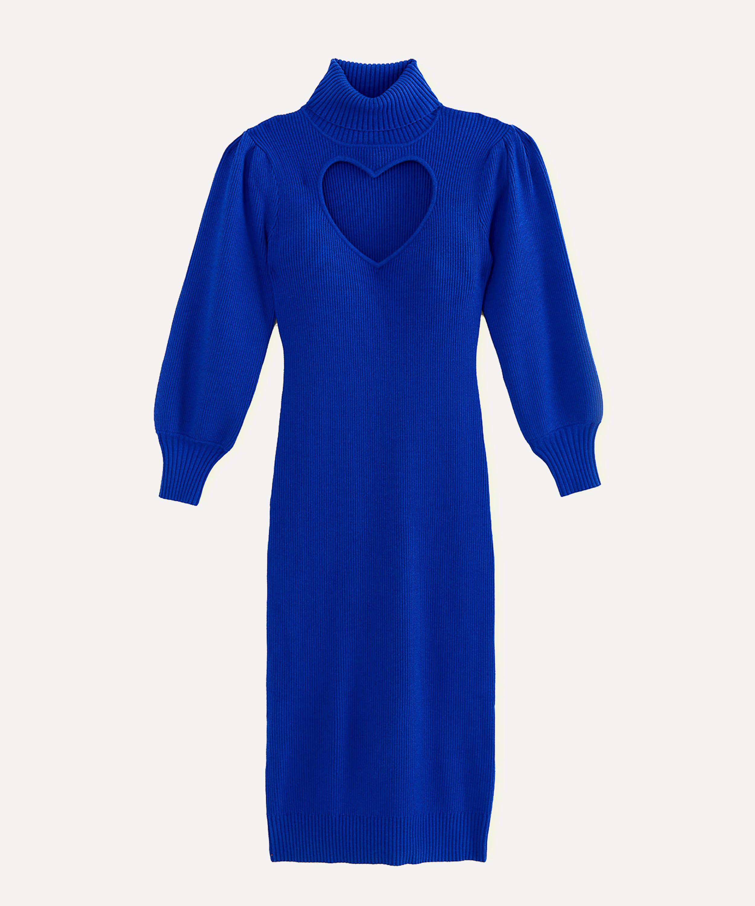 FARM Rio - Blue Heart Neckline Knit Midi-Dress  image number 0