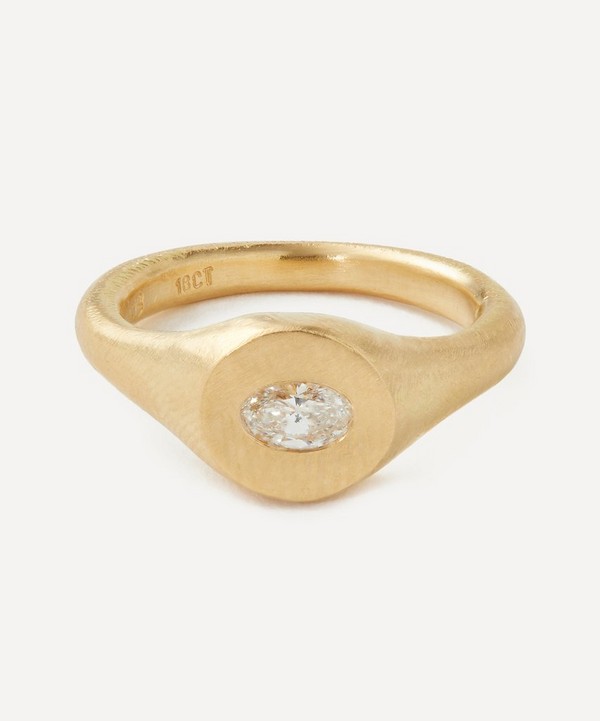 Seb Brown - 9ct Gold White Diamond Goat Eye Ring image number null