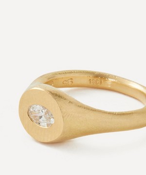 Seb Brown - 9ct Gold White Diamond Goat Eye Ring image number 1