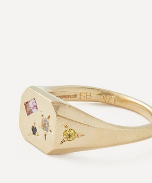 Seb Brown - 9ct Gold Difficult Multi-Stone Signet Ring image number 1
