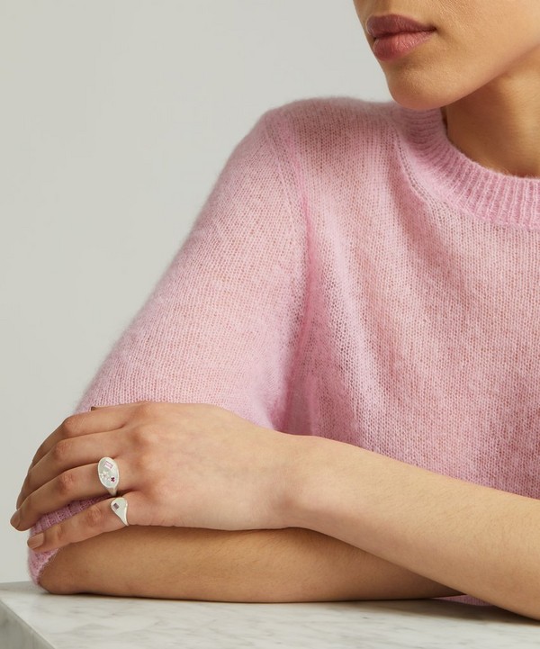 Seb Brown - Sterling Silver Neapolitan Pink Multi-Stone Signet Ring
