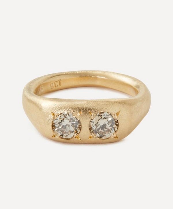 Seb Brown - 9ct Gold Soft Pill Diamond Signet Ring image number null