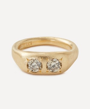 Seb Brown - 9ct Gold Soft Pill Diamond Signet Ring image number 0