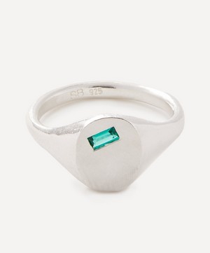 Seb Brown - Sterling Silver Hydrothermal Emerald XL Baguette Ring image number 0