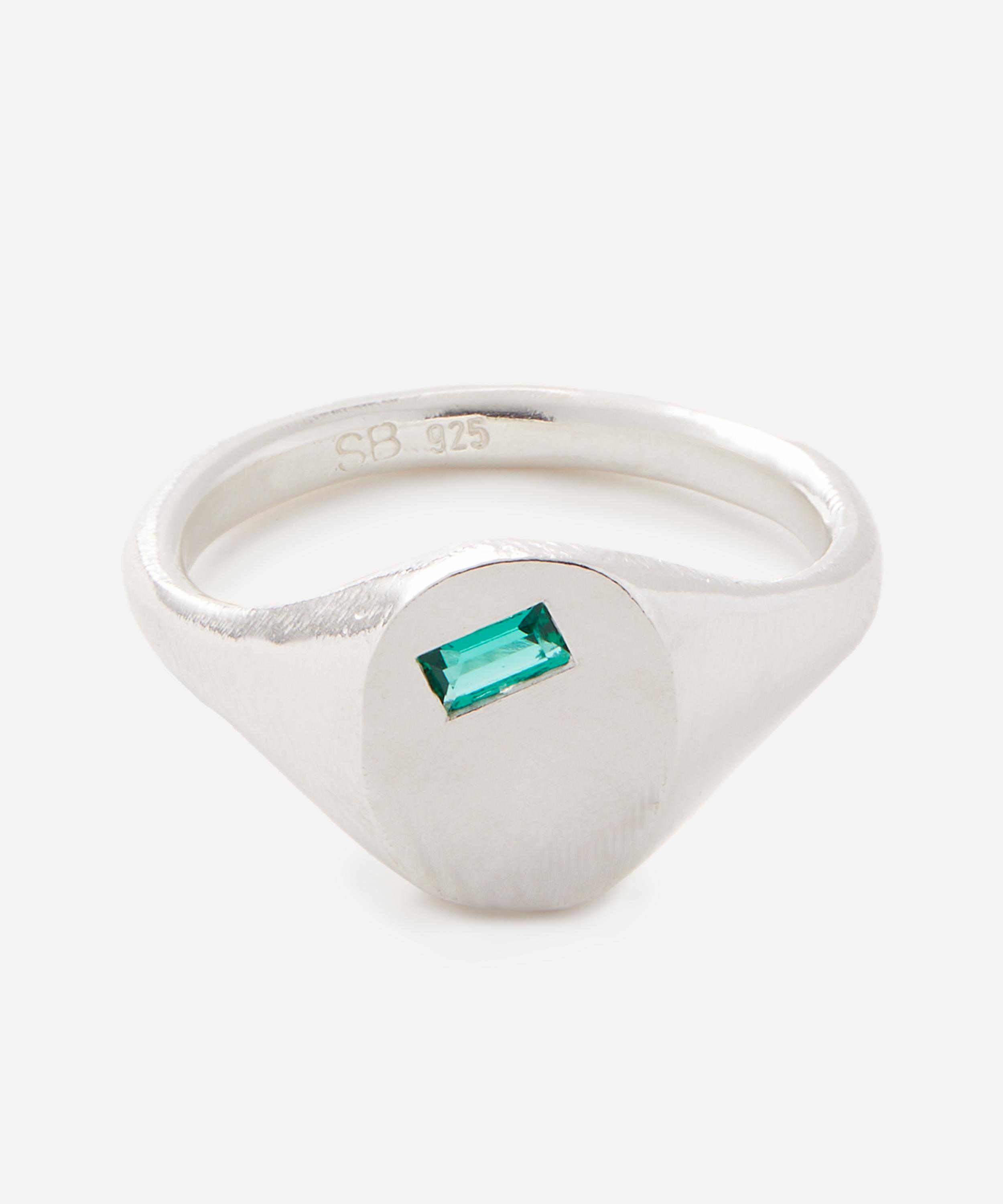 Seb Brown - Sterling Silver Hydrothermal Emerald XL Baguette Ring image number 0