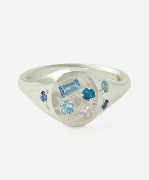 Seb Brown - Sterling Silver Blue Treasure Multi-Stone Signet Ring image number 0