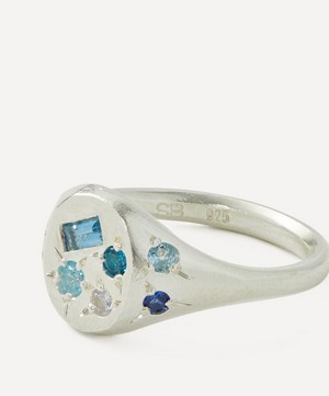 Seb Brown - Sterling Silver Blue Treasure Multi-Stone Signet Ring image number 2
