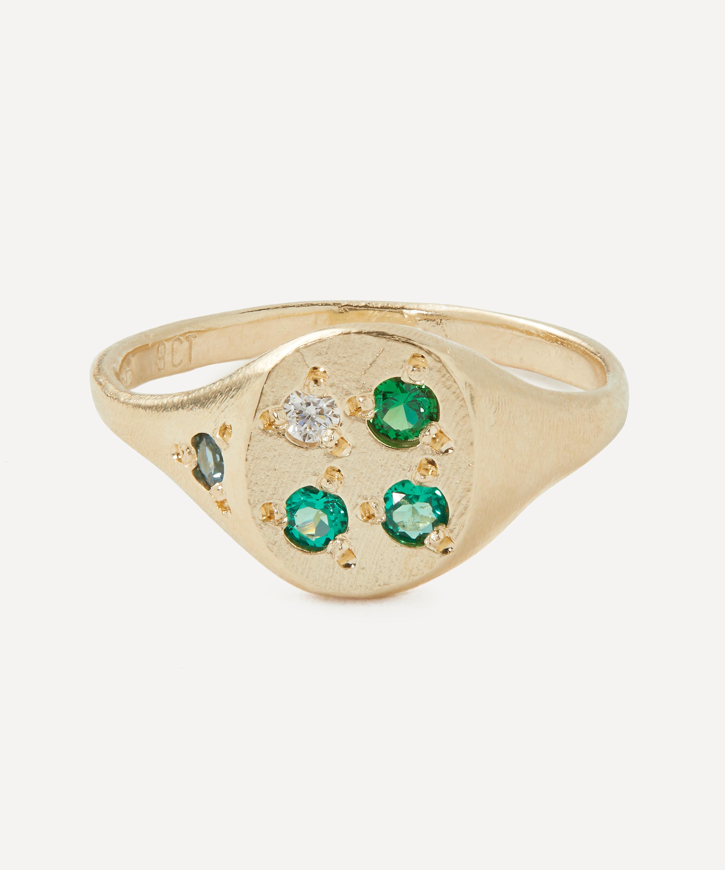 Seb Brown - 9ct Gold Neapolitan Diamond Multi-Stone Signet Ring