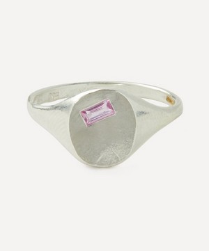 Seb Brown - Sterling Silver Neapolitan Baguette Pink Signet Ring image number 0