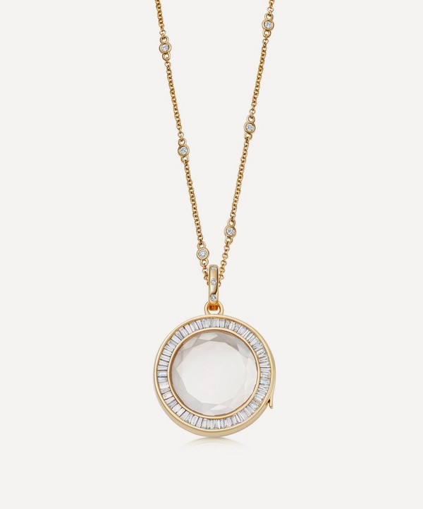 Loquet London - 14ct Gold Diamond Baguette Orb Locket image number null
