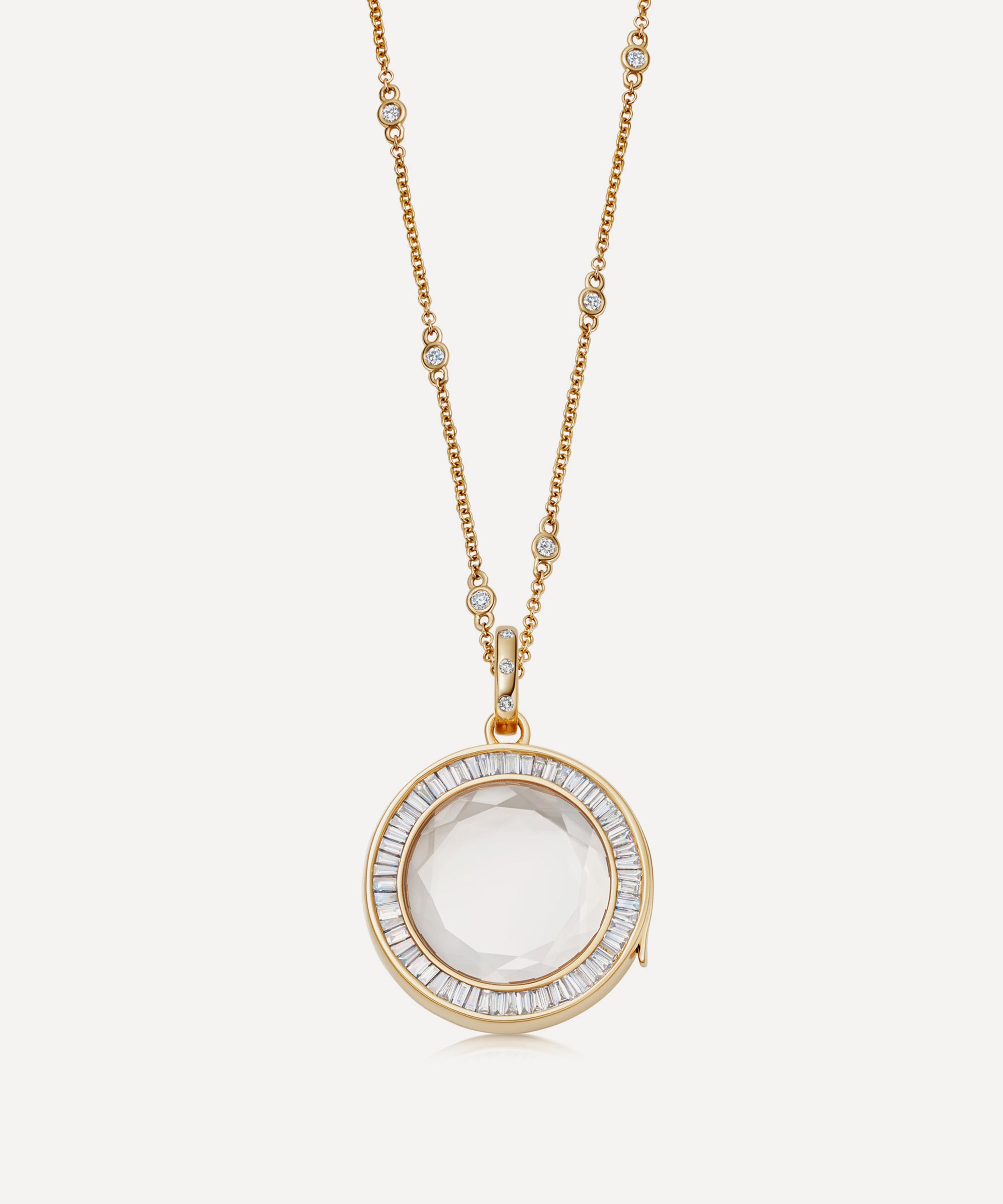 Loquet London - 14ct Gold Diamond Baguette Orb Locket image number 0